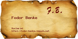 Fodor Benke névjegykártya